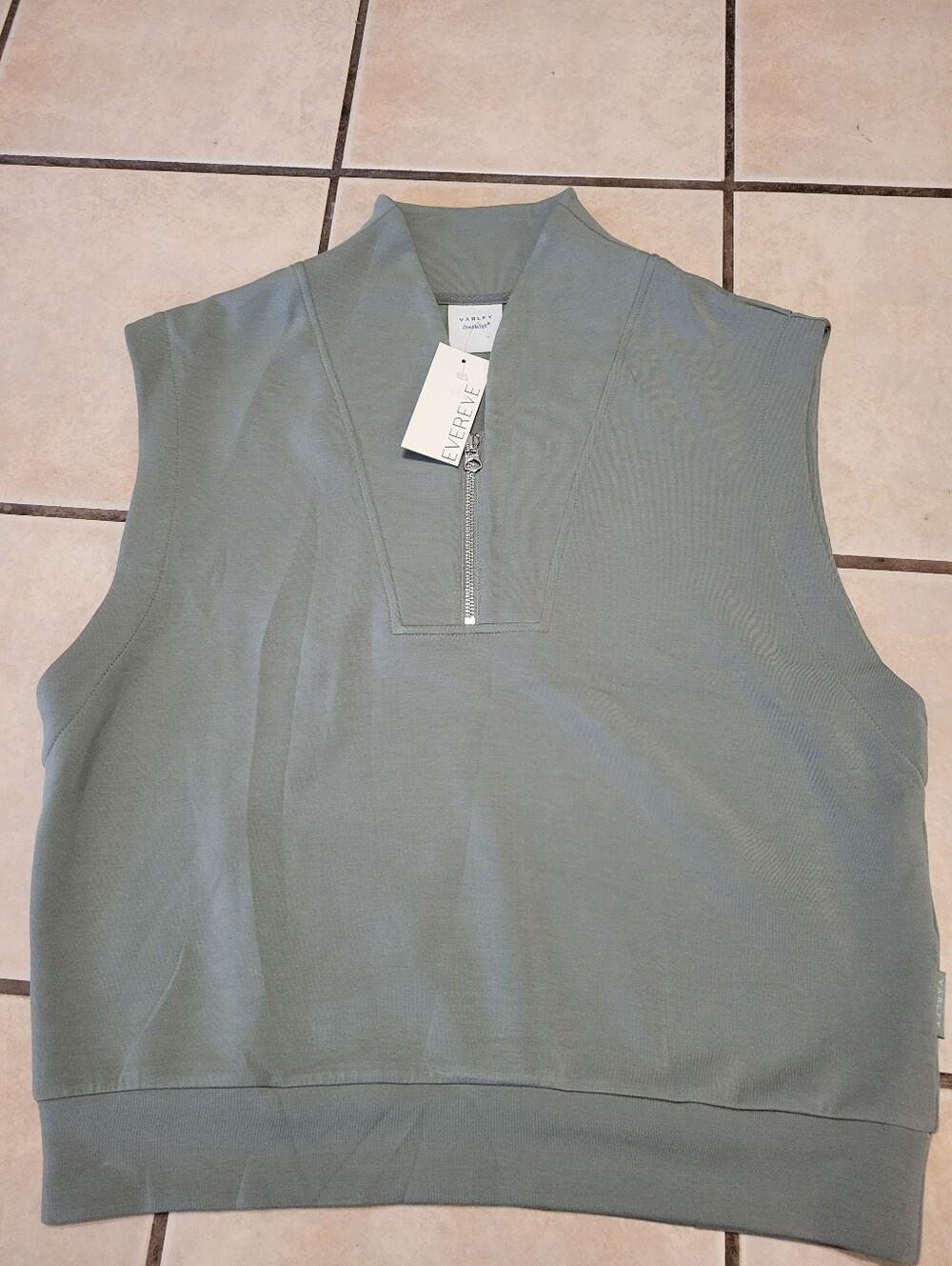 Varley Sleeveless Half-Zip Tank in Sage Green